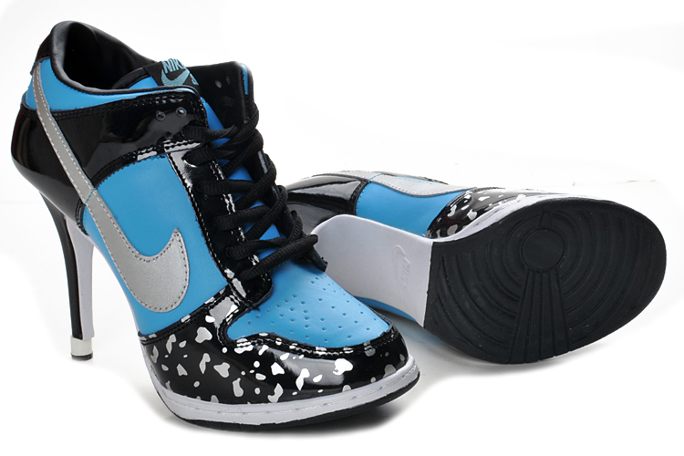 chaussure nike a talon bleu, Nouvelles Talons Nike Dunk Bas Noir Bleu Argent,air jordan 3,aux meilleurs prix